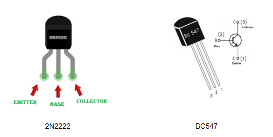 2N2222 vs BC547 pin comparison