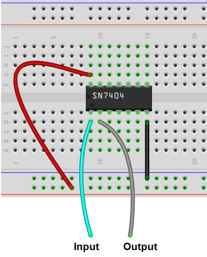IC 7404 Inverter Chip Connection